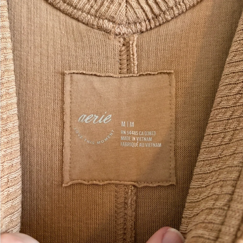 Aerie V-Neck Sweater in Tan - Picture 2 of 5